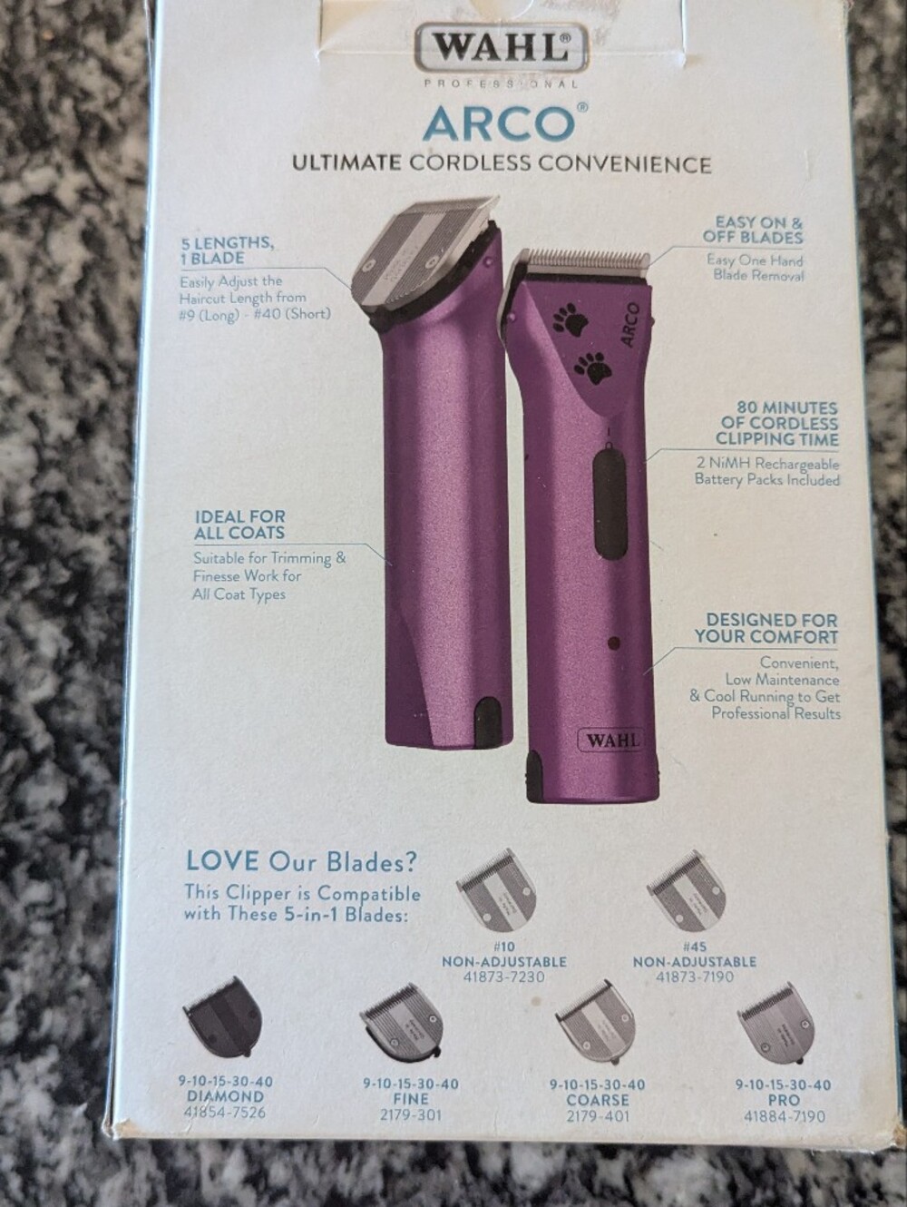 Wahl Arco Professional Cordless Pet Clipper – Purple – Dog & Cat Grooming